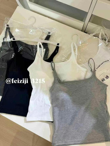 妃子纪 3215新款U型美背吊带背心女外穿内搭带胸垫一体式打底上衣