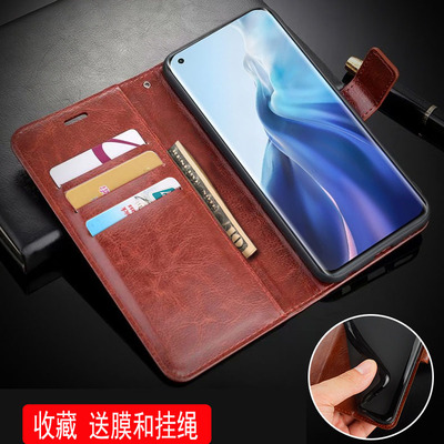 适用 mi11手机壳6.81英寸小米m2011k2c外壳皮夹小米11保护套翻盖M2011K2G硅胶十一插卡米II全包钱包款软膜防?