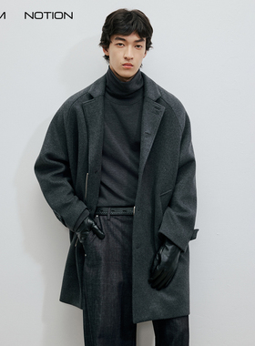 【达人专属】WHIMNOTION重磅羊毛混纺大衣毛呢外套EXCELLA拉链
