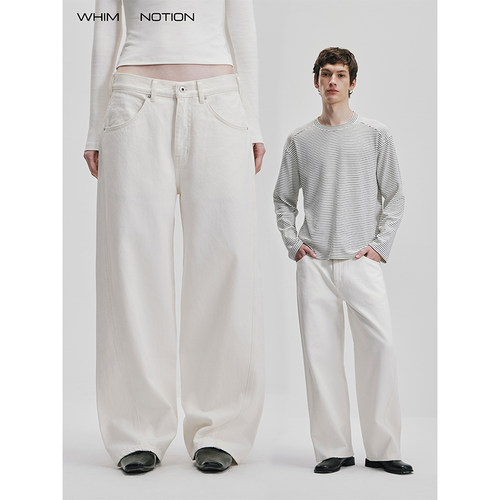 WHIMNOTION 26SS 立体剪裁白牛美国CONE康龙扭缝牛仔裤日产EX拉链