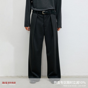 宽松直筒抗皱长裤 WHIMNOTION 25AW「撞钉千鸟格」重磅呢感休闲裤