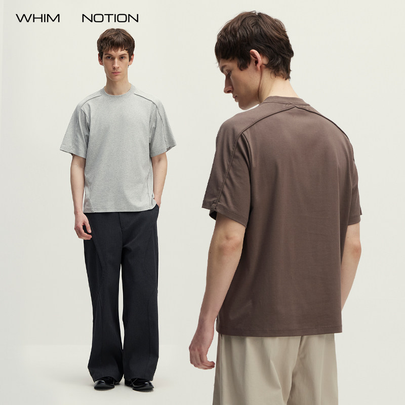 【落落专属】WHIMNOTION「立体线条」莱赛尔唧边条混纺短袖T恤