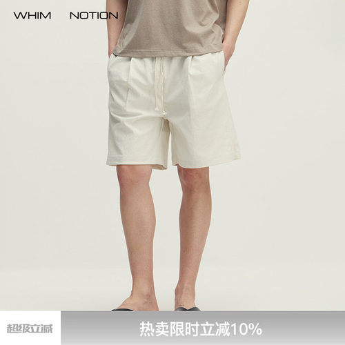WHIMNOTION 26SS「日本东丽亚麻」立体打褶运动短裤透气五分裤