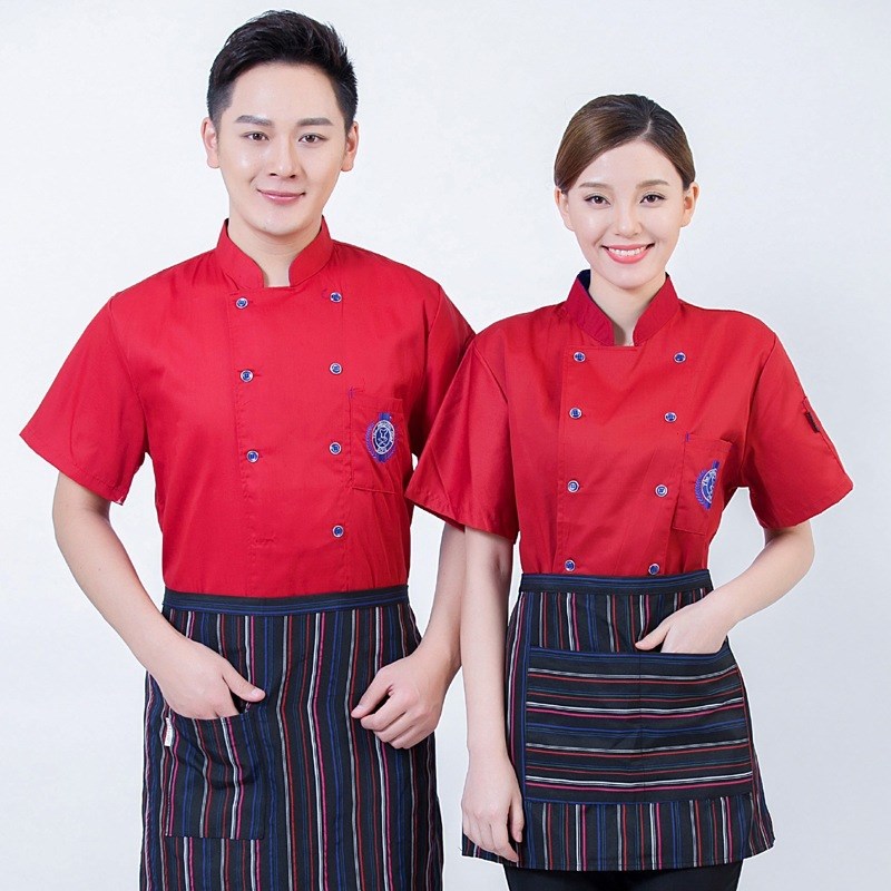 酒店厨师工作服定制夏装餐饮食堂蛋糕店后厨男透气厨师服短袖工装