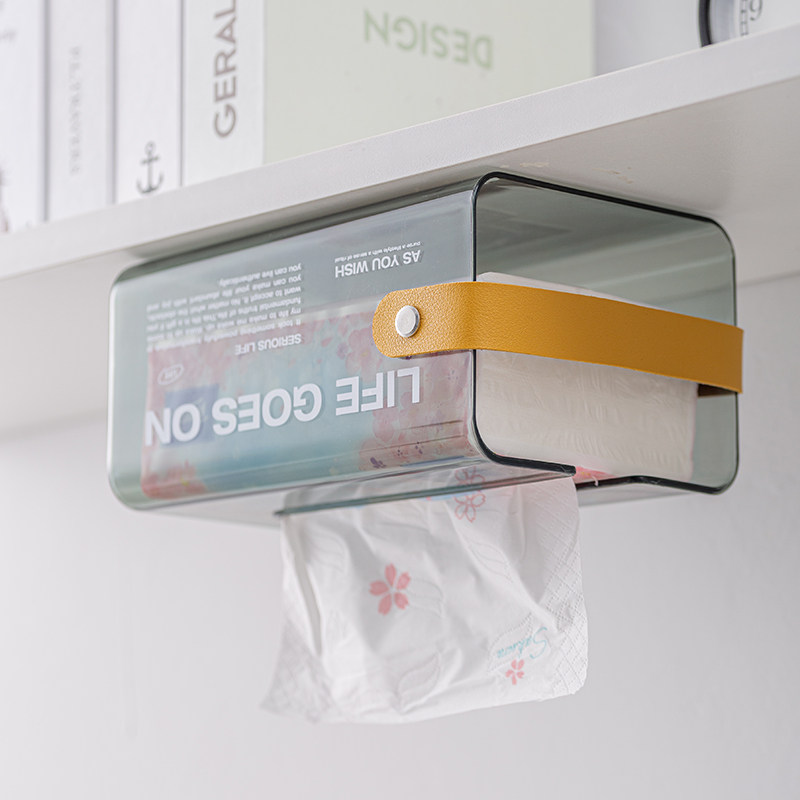 办公桌下纸巾盒壁挂式抽纸盒隐形倒挂餐桌下悬挂纸抽盒餐巾纸盒