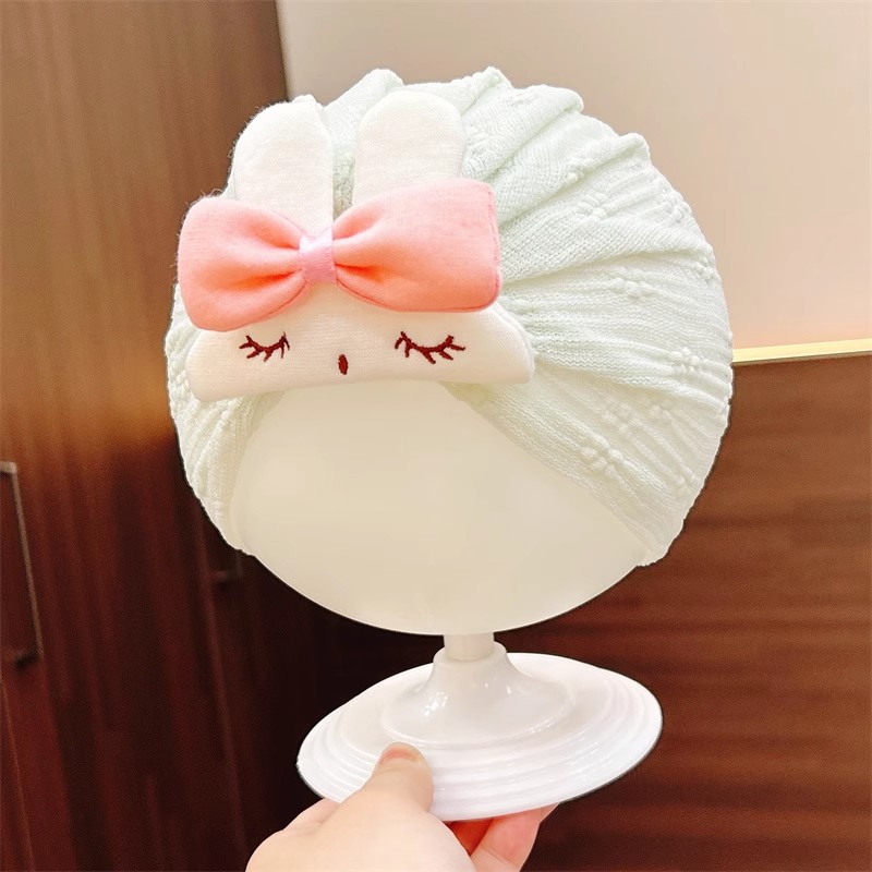婴儿帽子夏季薄款女宝宝印度帽新生儿胎帽无骨儿童护卤门蕾丝帽子
