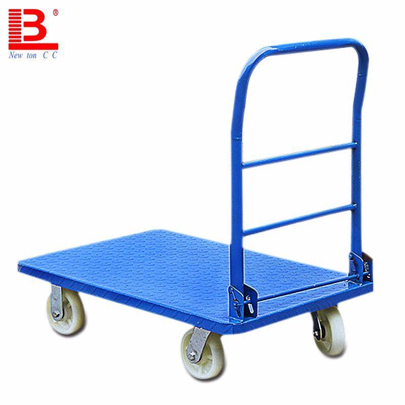 静音加厚手动平板车折叠花纹钢板手推工具车仓库拉货搬运小推车