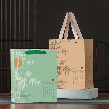 茶叶礼品袋一斤装手提袋红茶绿茶包装袋加厚白卡纸高档礼袋可定制