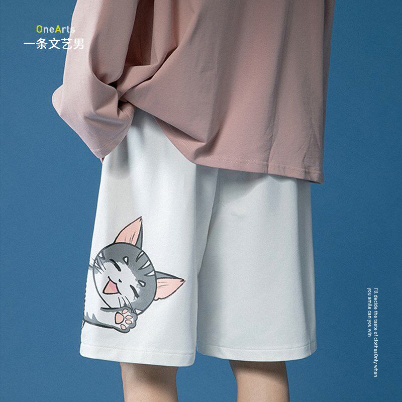 shorts summer new pattern Chaopai ins Trend Easy leisure time Versatile kitten printing motion Exorcism Five point pantsin the Men's clothing, Casual pants  category - from Buy2taobao.com to provide professional Taobao agent buy service