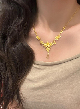 金包银繁花似锦婚嫁花朵三生花吊坠订婚结婚项链女三生花繁花送礼