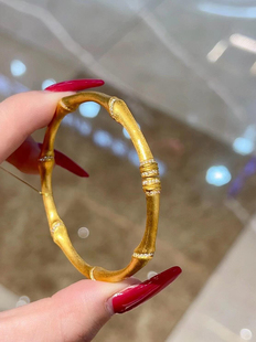 金包银竹节拉丝手镯结婚三金五金婚嫁送礼金手镯可定制