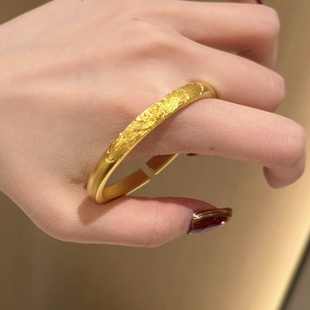 金包银錾刻牡丹花手镯开口花朵镯子新中式百搭首饰送礼物定制饰品