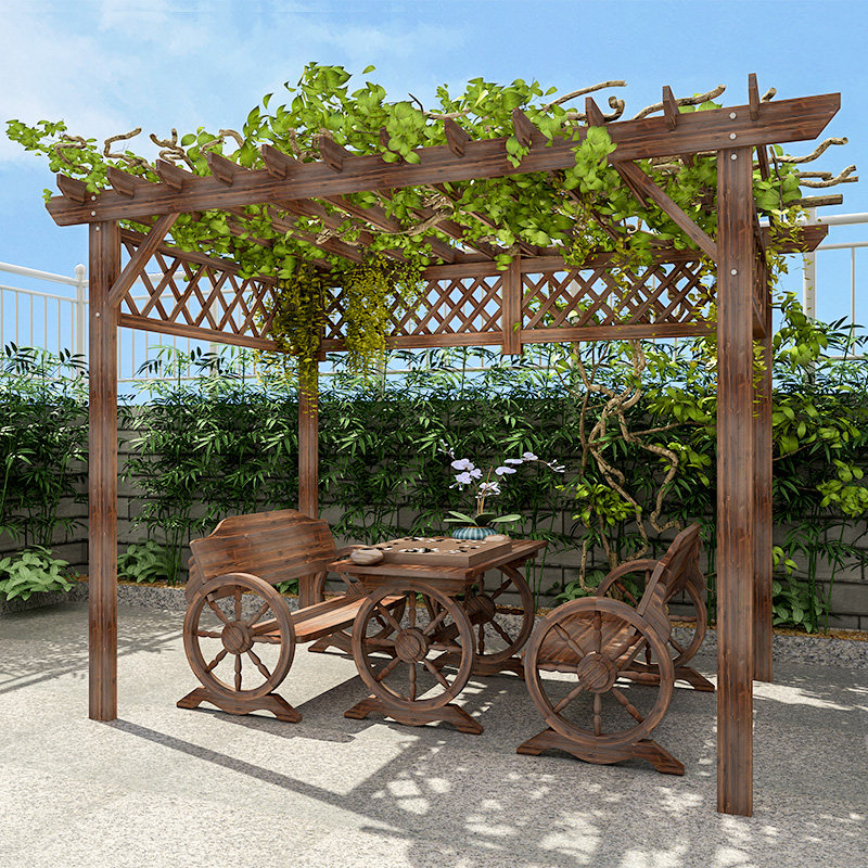 户外葡萄架爬藤花架室外防腐木凉亭庭院组装亭子庭院装饰花园布置
