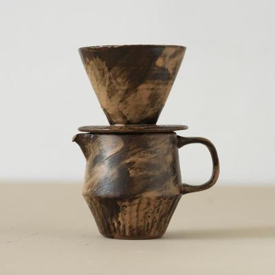 寂色粗陶手冲咖啡壶套装咖啡过滤杯陶瓷器具细口滤壶手冲杯分享壶