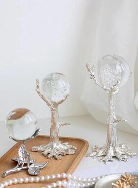 银色轻奢创意水晶球展示架底座金属电镀支架球托架放置架陈列底座