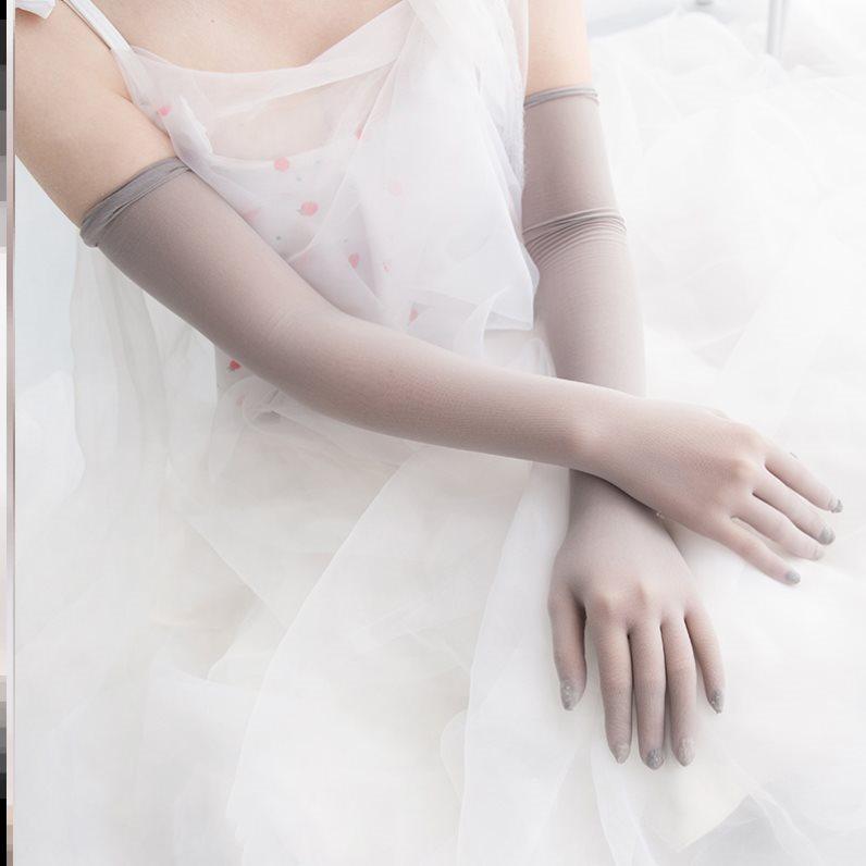 丝袜手套超薄丝袜手套手套加上臂套丝滑弹力五指手套婚纱礼仪手套