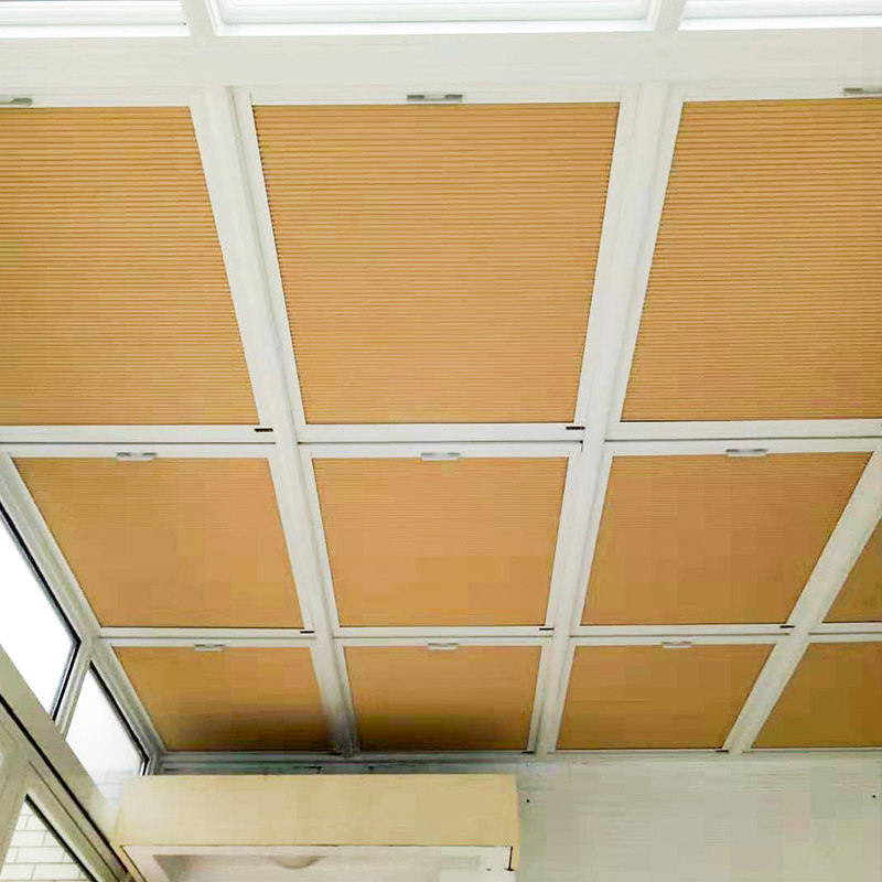 阳光房蜂巢帘电动防晒天窗天棚帘遮光蜂窝帘隔热阳台遮阳帘手动