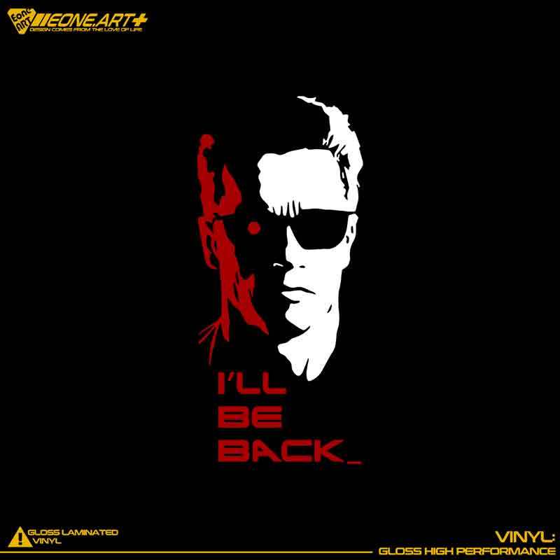 eone镂空车贴卡神终结者t800经典i m back室内外玻璃漆面防水贴纸