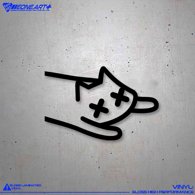 eone镂空车贴创意可爱挠地猫懵圈表情车身玻璃电动车家居防水贴纸