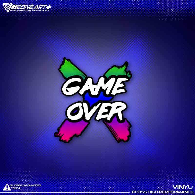 eone反光车贴 英文game over文字十叉车身玻璃电脑游戏机防水贴纸