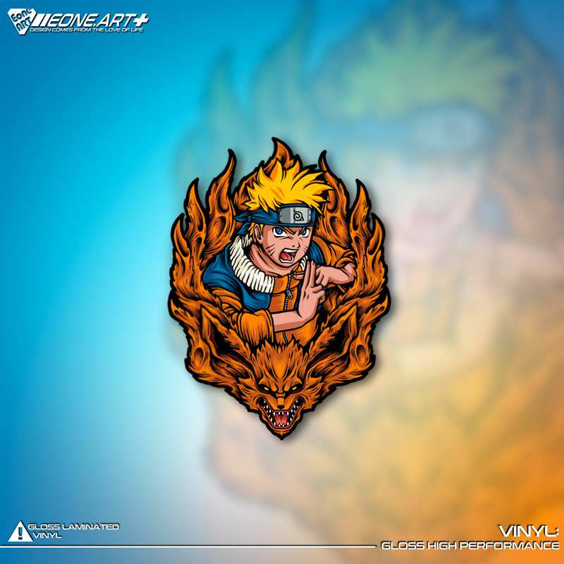 eone反光车贴火影忍者漩涡鸣人尾兽九尾查克拉户内外防水饰面贴纸