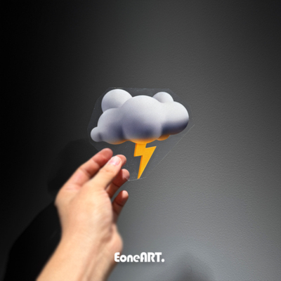 胖胖云朵小闪电反光车贴防水贴纸