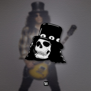 EONE反光车贴 摇滚吉他大师SLASH卡通礼帽骷髅室内外防水装饰贴纸