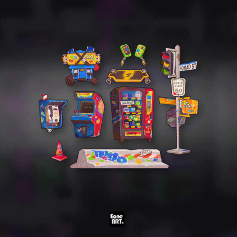 街头元素滑板贩卖机防水反光贴纸