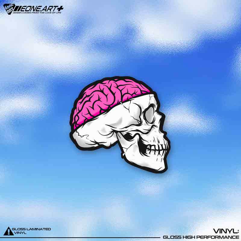 eone反光车贴大脑镶嵌头骨侧面车身玻璃电动车行李箱电脑防水贴纸