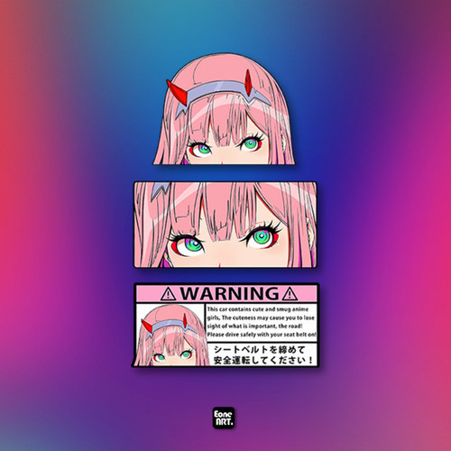 动漫WAIFU恶魔角发卡反光贴纸