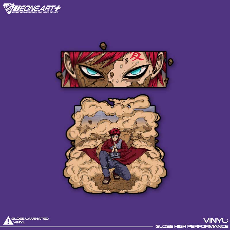 eone反光车贴火影忍者五代风影我爱罗车身玻璃电动车电脑防水贴纸