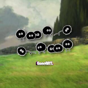 EONE反光车贴宫崎骏煤球精灵汽车摩托装饰遮瑕室内外通用防水贴纸