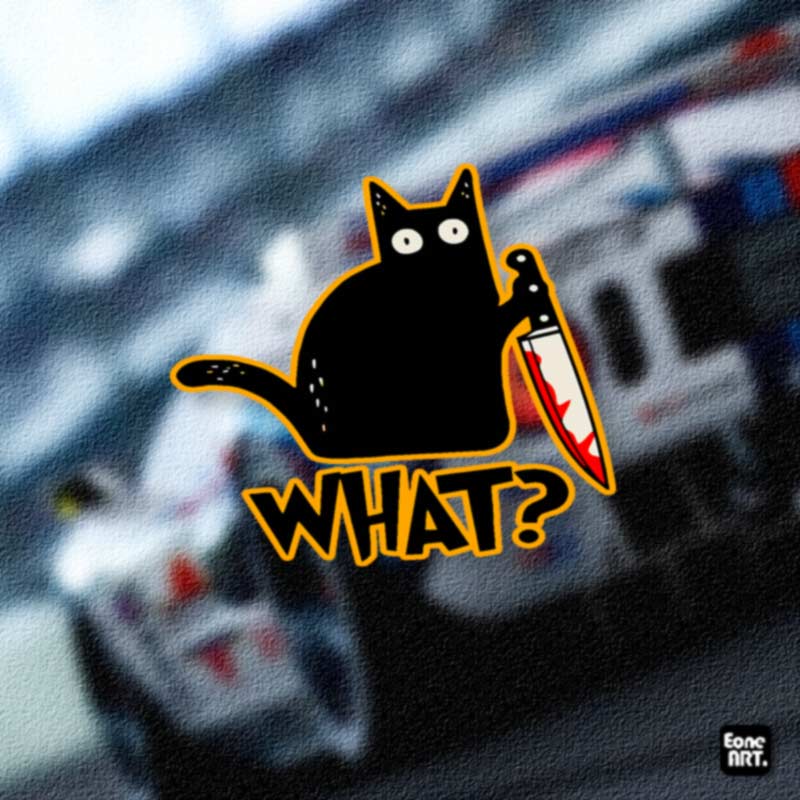 个性呆萌小猫奶凶反问反光贴纸