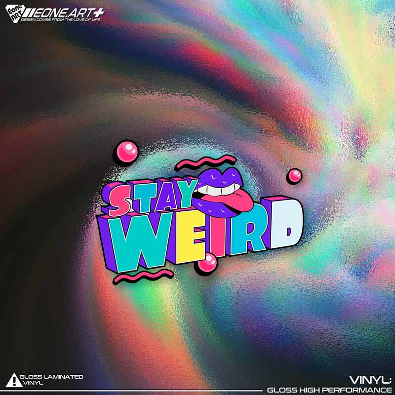 eone反光车贴创意英文文字stay weird保持个性车身玻璃电动车贴纸