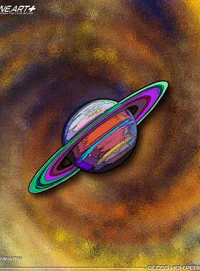 EONE反光车贴彩色卡通画风Saturn土星车身玻璃拉杆箱电脑防水贴纸