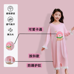女童睡裙夏季包括莫代尔公主风女宝宝女孩防着凉儿童连体睡衣短袖
