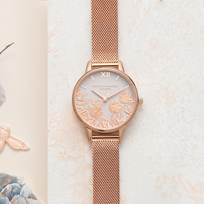 OliviaBurton手表女梦幻蕾丝纹女款手表小众轻奢女生礼物国内现货_虎窝淘