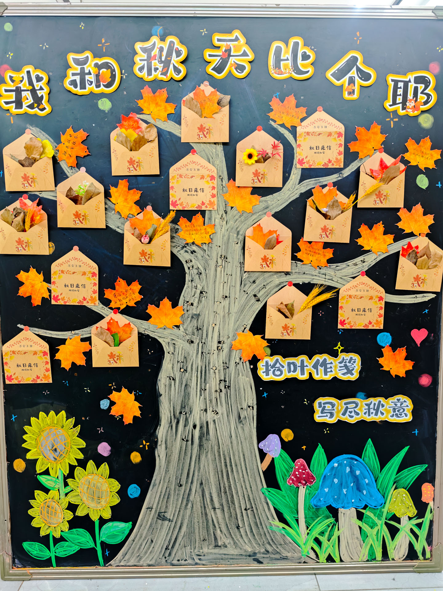 幼儿园秋天主题环创材料包枫叶心愿卡空白手写留言卡秋日来信信封创意班级教室布置自然角文化墙落叶收集装饰
