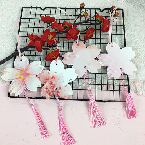 彩昶防水樱花桃花书签许愿树吊卡