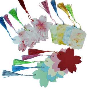 做自制手工空白书签diy材料纸质樱花流苏日系简约礼物创意小学生用幼儿园儿童古风文艺学习小清新卡片纸礼品