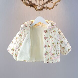 婴幼儿印花加绒外套冬装新款女宝宝保暖加厚衣服儿童秋冬棉服童装