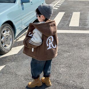 男童加绒外套新款加厚儿童棉服秋冬装保暖上衣洋气时尚冬款潮