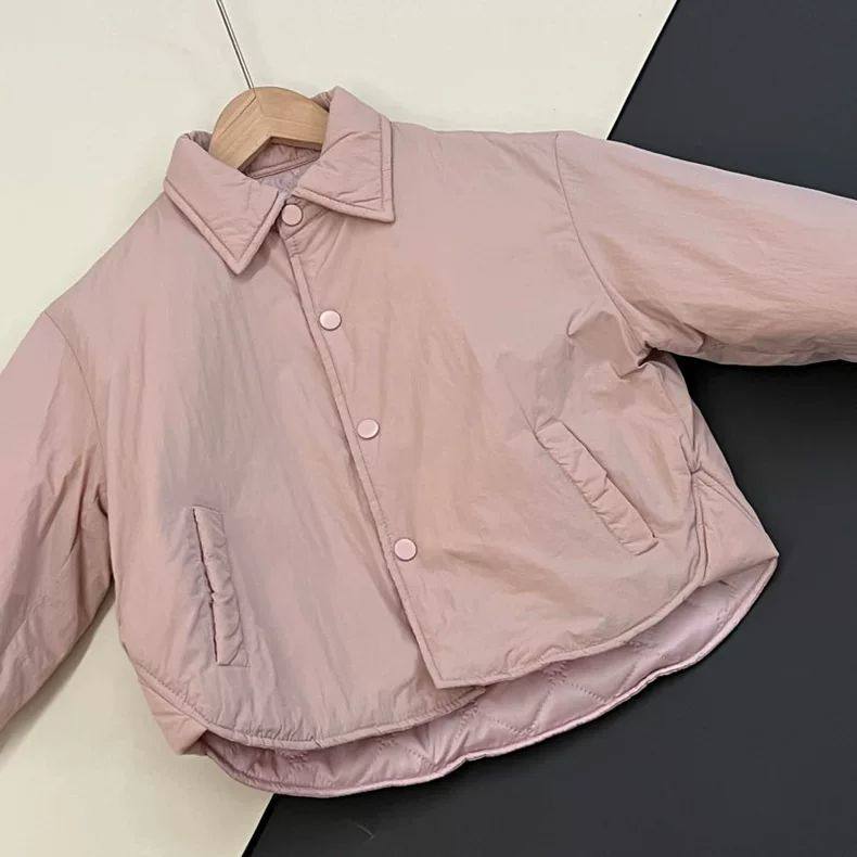 童装2025儿童冬季棉服洋气宝宝翻领夹棉衬衫男女童棉服外套