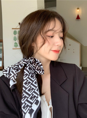 lv5&vv20绑包丝巾发带绑头发细窄小长条装饰复古法式百搭领巾职业