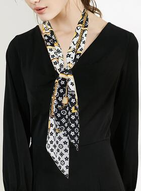 lv5&vv20丝巾绑包包丝带老花缠包手柄肩带多功用仿真丝女围巾围脖