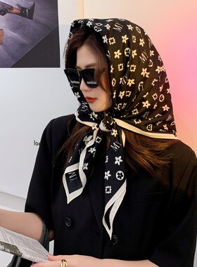 lv5&vv20老花丝巾女90大方巾正方形韩国洋气时尚围巾两用披肩缠包