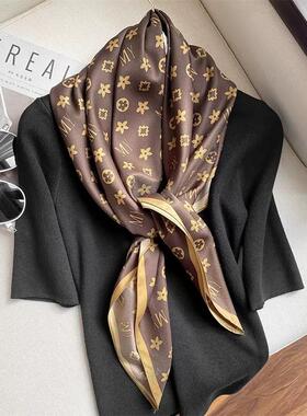 lv5&vv20老花新款丝巾女90女大方巾韩版装饰空调房披肩薄围巾领巾