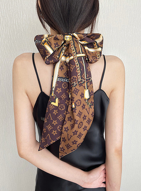 lv5&vv20发带字母老花丝巾小邮差包手柄装饰绑发飘带绑包长款领巾