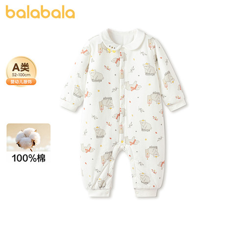 巴拉巴拉宝宝连体衣夹棉爬爬服厚