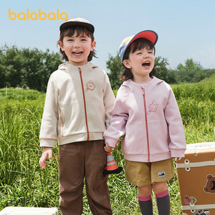 巴拉巴拉宝宝外套男童女童开衫卫衣秋装2025新款童装儿童连帽衫1